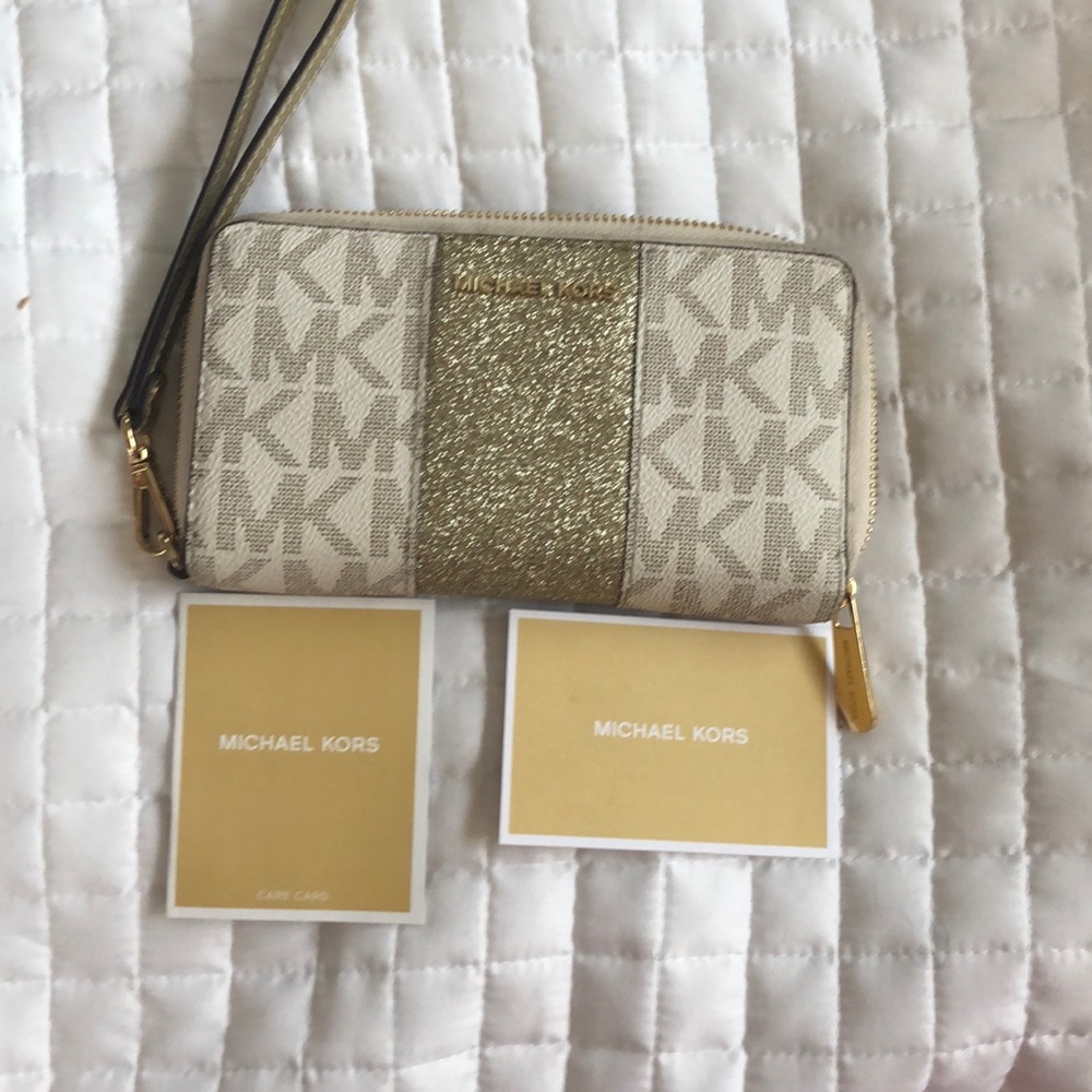 Gold Michael khors wallet/wristlet